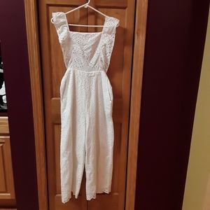 Topshop Cropped Eyelet Jumpsuit